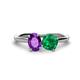 1 - Tanya Oval Shape Amethyst & Cushion Shape Emerald 2 Stone Duo Ring 