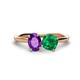 1 - Tanya Oval Shape Amethyst & Cushion Shape Emerald 2 Stone Duo Ring 