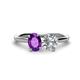 1 - Tanya Oval Shape Amethyst & Cushion Shape Forever One Moissanite 2 Stone Duo Ring 