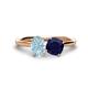 1 - Tanya Oval Shape Aquamarine & Cushion Shape Blue Sapphire 2 Stone Duo Ring 