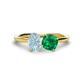 1 - Tanya Oval Shape Aquamarine & Cushion Shape Emerald 2 Stone Duo Ring 