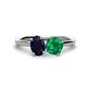 1 - Tanya Oval Shape Blue Sapphire & Cushion Shape Emerald 2 Stone Duo Ring 