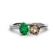 1 - Tanya Oval Shape Emerald & Cushion Shape Smoky Quartz 2 Stone Duo Ring 