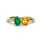 1 - Tanya Oval Shape Emerald & Cushion Shape Citrine 2 Stone Duo Ring 