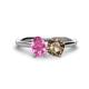 1 - Tanya Oval Shape Pink Sapphire & Cushion Shape Smoky Quartz 2 Stone Duo Ring 