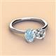 2 - Tanya Oval Shape Aquamarine & Cushion Shape GIA Certified Diamond 2 Stone Duo Ring 