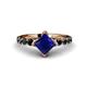 1 - Alicia Princess Cut Lab Created Blue Sapphire and Black Diamond Engagement Ring 