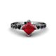 1 - Alicia Princess Cut Lab Created Ruby and Black Diamond Engagement Ring 