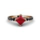 1 - Alicia Princess Cut Lab Created Ruby and Black Diamond Engagement Ring 