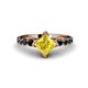 1 - Alicia Princess Cut Lab Created Yellow Sapphire and Black Diamond Engagement Ring 