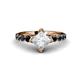 1 - Alicia Princess Cut White Sapphire and Black Diamond Engagement Ring 