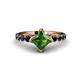 1 - Alicia Princess Cut Green Garnet and Black Diamond Engagement Ring 