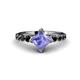 1 - Alicia Princess Cut Tanzanite and Black Diamond Engagement Ring 
