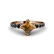 1 - Alicia Princess Cut Citrine and Black Diamond Engagement Ring 