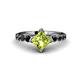1 - Alicia Princess Cut Peridot and Black Diamond Engagement Ring 