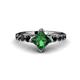 1 - Alicia Princess Cut Lab Created Emerald and Black Diamond Engagement Ring 