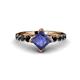 1 - Alicia Square Cut Iolite and Black Diamond Engagement Ring 