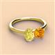 2 - Tanya Oval Shape Yellow Sapphire & Cushion Shape Citrine 2 Stone Duo Ring 