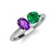 3 - Tanya Oval Shape Amethyst & Cushion Shape Emerald 2 Stone Duo Ring 