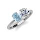 3 - Tanya Oval Shape Aquamarine & Cushion Shape IGI Certified Lab Grown Diamond 2 Stone Duo Ring 