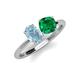 3 - Tanya Oval Shape Aquamarine & Cushion Shape Emerald 2 Stone Duo Ring 
