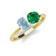 3 - Tanya Oval Shape Aquamarine & Cushion Shape Emerald 2 Stone Duo Ring 