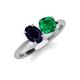 3 - Tanya Oval Shape Blue Sapphire & Cushion Shape Emerald 2 Stone Duo Ring 