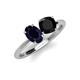 3 - Tanya Oval Shape Blue Sapphire & Cushion Shape Black Onyx 2 Stone Duo Ring 