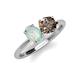 3 - Tanya Oval Shape Opal & Cushion Shape Smoky Quartz 2 Stone Duo Ring 