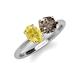 3 - Tanya Oval Shape Yellow Sapphire & Cushion Shape Smoky Quartz 2 Stone Duo Ring 