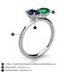 4 - Tanya Oval Shape Blue Sapphire & Cushion Shape Emerald 2 Stone Duo Ring 