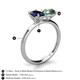 4 - Tanya Oval Shape Blue Sapphire & Cushion Shape Lab Created Alexandrite 2 Stone Duo Ring 