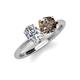 3 - Tanya Oval Shape GIA Certified Diamond & Cushion Shape Smoky Quartz 2 Stone Duo Ring 