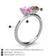 4 - Tanya Oval Shape Pink Sapphire & Cushion Shape Smoky Quartz 2 Stone Duo Ring 