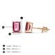 4 - Alina Emerald Cut Pink Tourmaline (7x5mm) Solitaire Stud Earrings 
