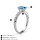 4 - Amaira 7x5 mm Emerald Cut Blue Topaz and Round Diamond Engagement Ring  