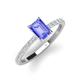 3 - Charlotte Desire 7x5 mm Emerald Cut Tanzanite and Round Diamond Hidden Halo Engagement Ring 