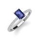 3 - Charlotte Desire 7x5 mm Emerald Cut Iolite and Round Diamond Hidden Halo Engagement Ring 