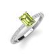 3 - Charlotte Desire 7x5 mm Emerald Cut Peridot and Round Diamond Hidden Halo Engagement Ring 
