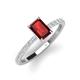 3 - Charlotte Desire 7x5 mm Emerald Cut Red Garnet and Round Diamond Hidden Halo Engagement Ring 