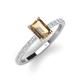3 - Charlotte Desire 7x5 mm Emerald Cut Smoky Quartz and Round Diamond Hidden Halo Engagement Ring 