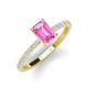 3 - Charlotte Desire 7x5 mm Emerald Cut Pink Sapphire and Round Diamond Hidden Halo Engagement Ring 