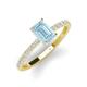 3 - Charlotte Desire 7x5 mm Emerald Cut Aquamarine and Round Diamond Hidden Halo Engagement Ring 