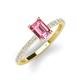 3 - Charlotte Desire 7x5 mm Emerald Cut Pink Tourmaline and Round Diamond Hidden Halo Engagement Ring 