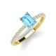 3 - Charlotte Desire 7x5 mm Emerald Cut Blue Topaz and Round Diamond Hidden Halo Engagement Ring 