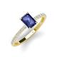 3 - Charlotte Desire 7x5 mm Emerald Cut Iolite and Round Diamond Hidden Halo Engagement Ring 
