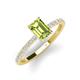 3 - Charlotte Desire 7x5 mm Emerald Cut Peridot and Round Diamond Hidden Halo Engagement Ring 