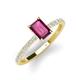 3 - Charlotte Desire 7x5 mm Emerald Cut Rhodolite Garnet and Round Diamond Hidden Halo Engagement Ring 