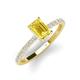 3 - Charlotte Desire 7x5 mm Emerald Cut Yellow Sapphire and Round Diamond Hidden Halo Engagement Ring 