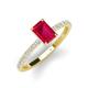 3 - Charlotte Desire 7x5 mm Emerald Cut Ruby and Round Diamond Hidden Halo Engagement Ring 
